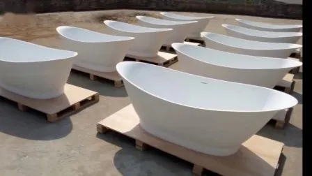 Italian Fancy Design Stone Solid Surface Bathroom Vanity Simple Bathtub