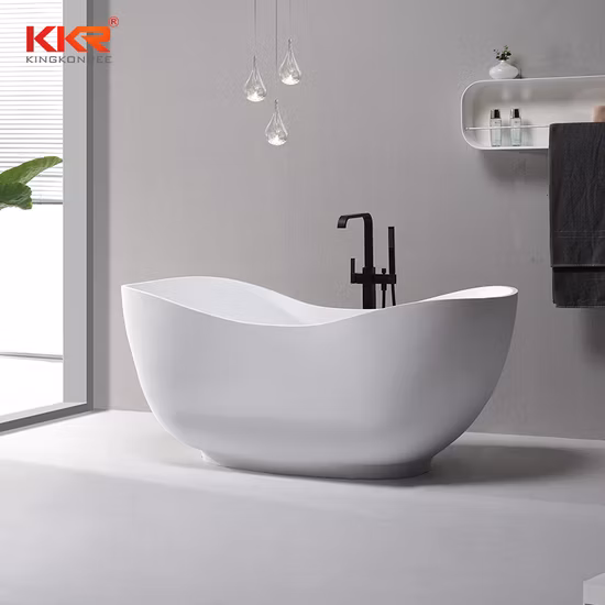 Italian Fancy Design Stone Solid Surface Bathroom Vanity Simple Bathtub