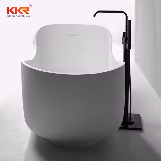 Italian Fancy Design Stone Solid Surface Bathroom Vanity Simple Bathtub