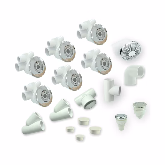 Система гидромассажных ванн Proway (в комплект входят гидронасос, форсунки, регулятор воздуха, всасывание, большая пробка, маленькая пробка, колено 90 градусов, Y-образное соединение и т. д.) (Наборы гидромассажных ванн 68)